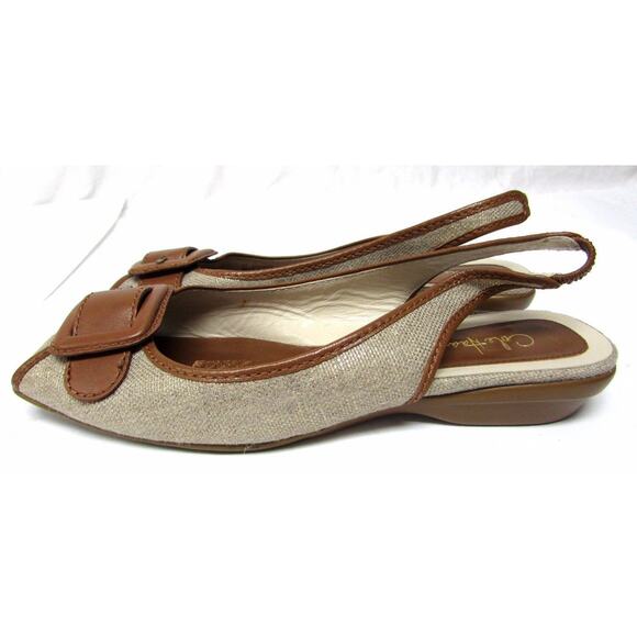 Cole Haan 6.5 B ankle strap slingback flats heels open toe peep low hee - Picture 5 of 12